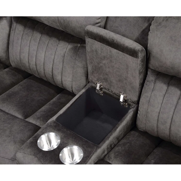 Adeodato 5 - Piece Velvet Reclining Sectional