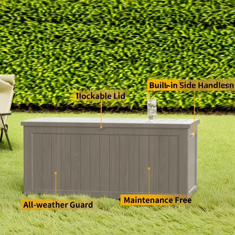 WORACO 32.24'' W 230 Gallons Water Resistant Resin Lockable Deck Box