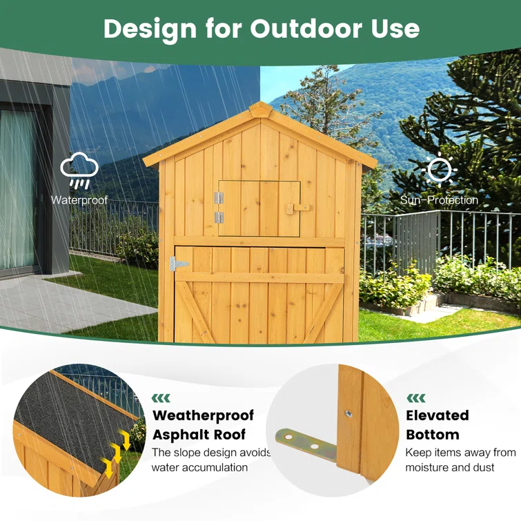 6 ft. W x 2 ft. D Solid Wood Vertical Tool Shed