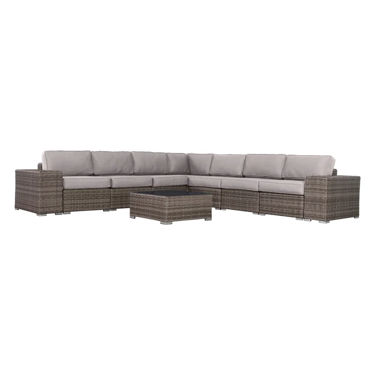 Lazaro Rattan Wicker Fully Assembled 6 - Person Seating Group with Sunbrella Cushions