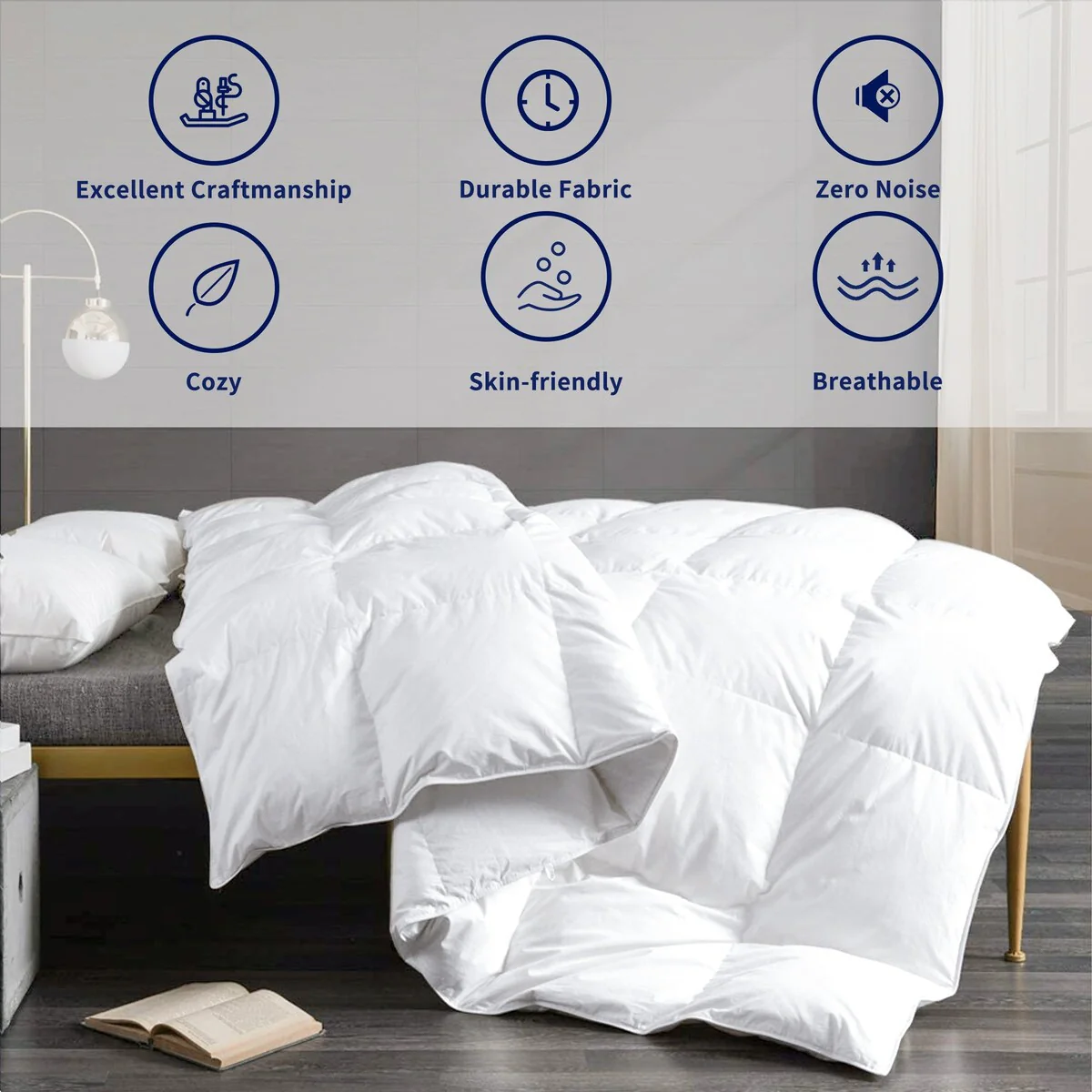 Subrtex All-Season White Goose Down Warmth Duvet Insert Comforter