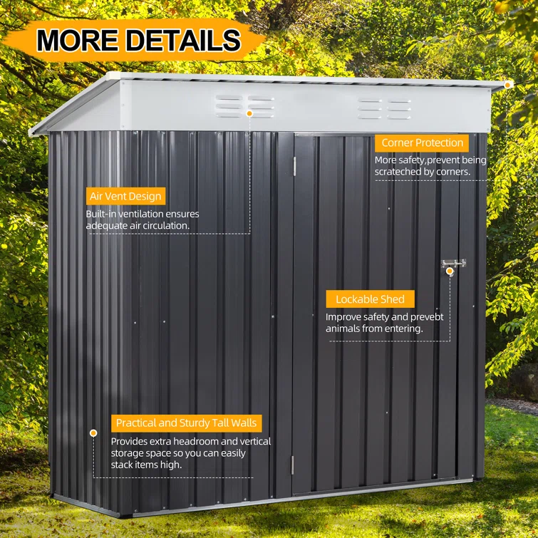 6 ft. W x 4 ft. D Metal Traditional Storage Shed