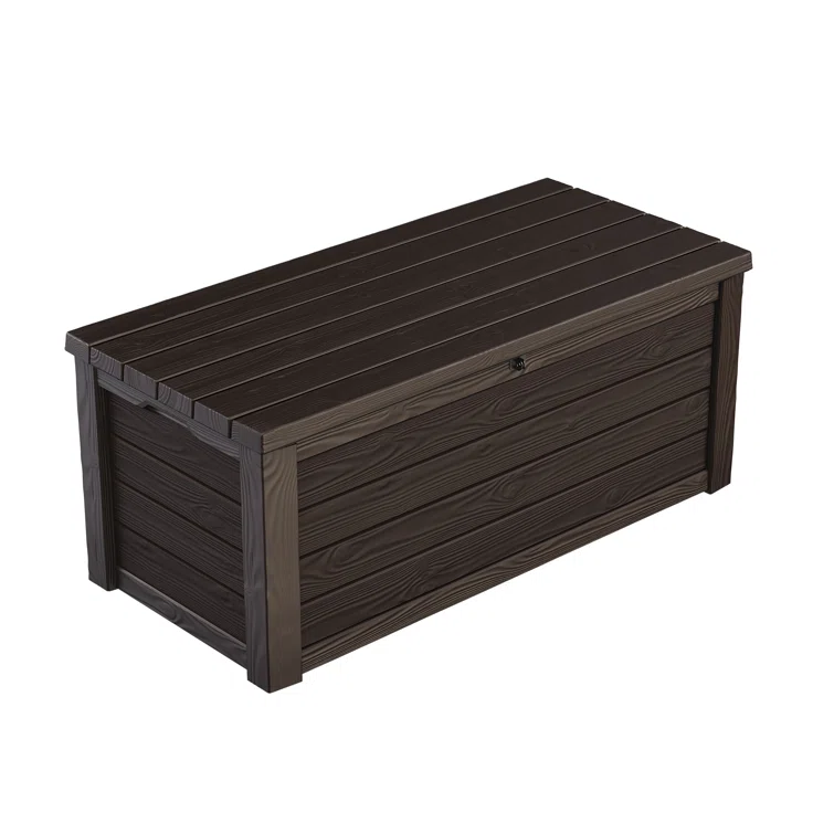 Keter Eastwood 150 Gallon Durable Resin Outdoor Storage and Organization Deck Box For Patio Furniture and Supplies, Brown