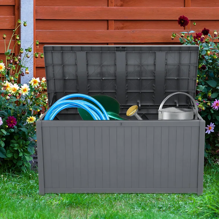 113 Gallons Polyethylene Plastic Lockable Storage Deck Box