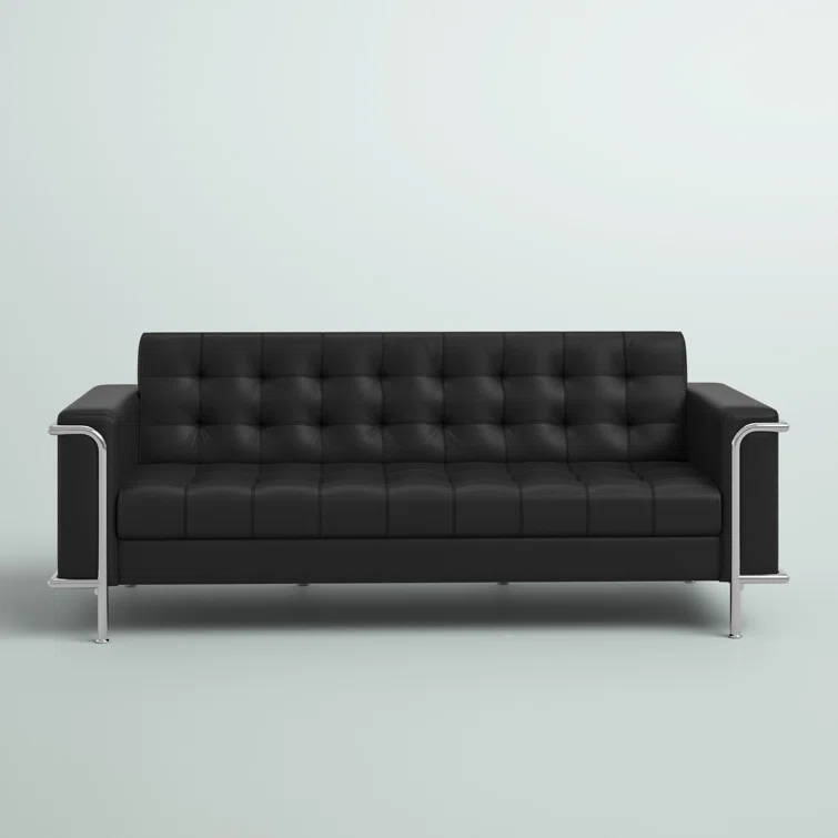 HERCULES Lesley Series Contemporary LeatherSoft Double Stitch Detail Sofa with Encasing Frame