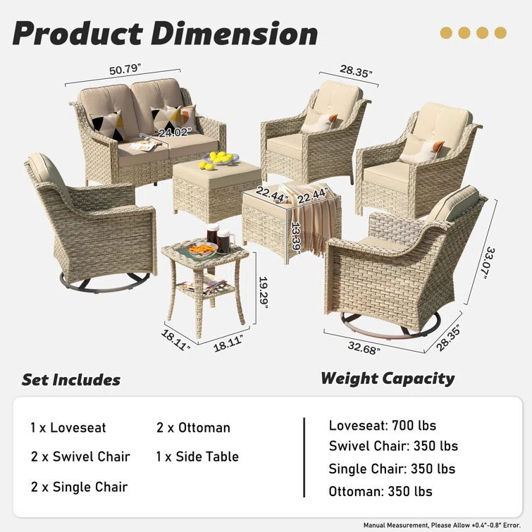 Daliya 6 - Person Outdoor Seating Group with Cushions