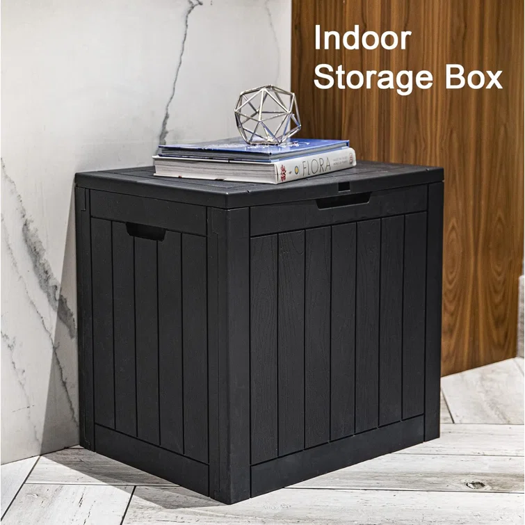 WORACO 17.09'' W 30 Gallons Water Resistant Resin Lockable Deck Box