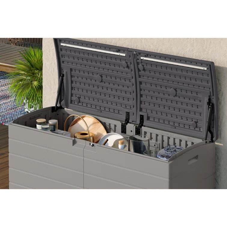 Suncast 120 Gallon Split Lid Lockable Deck Box
