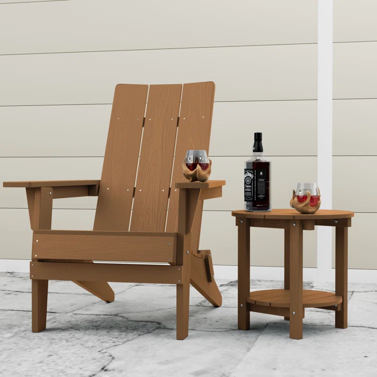 Plastic Folding Adirondack Chair with Table
