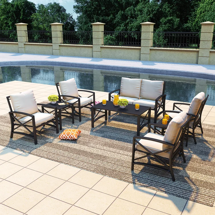 Cueva 6 - Person Outdoor Seating Group with Cushions<!-- --> <!-- -->(Set of 8)