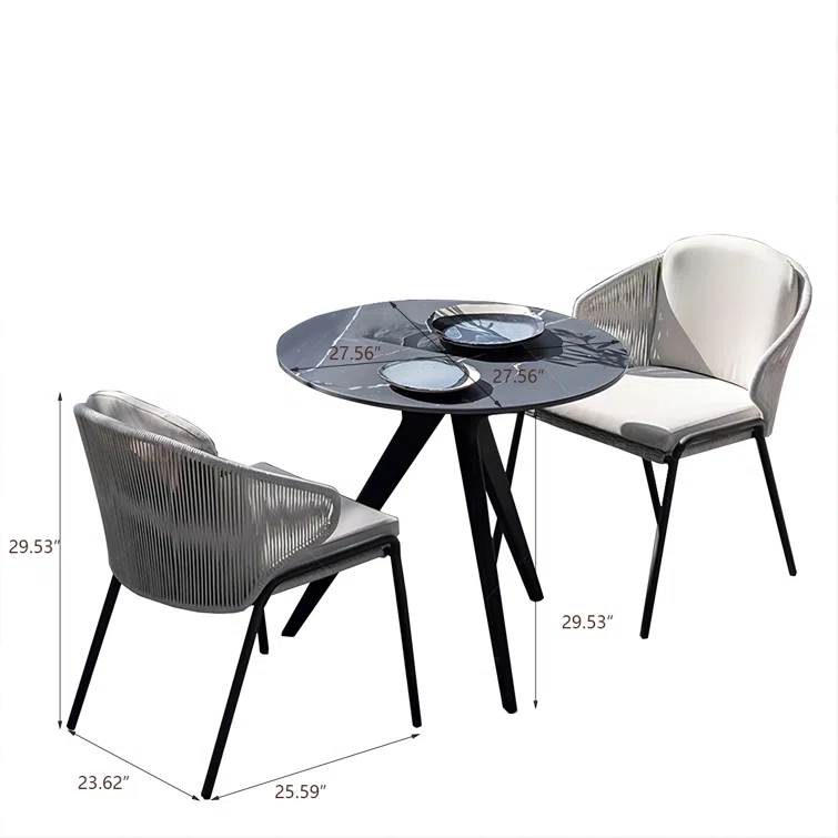 Zymari 2 - Person Circular Outdoor Dining Set with Cushions