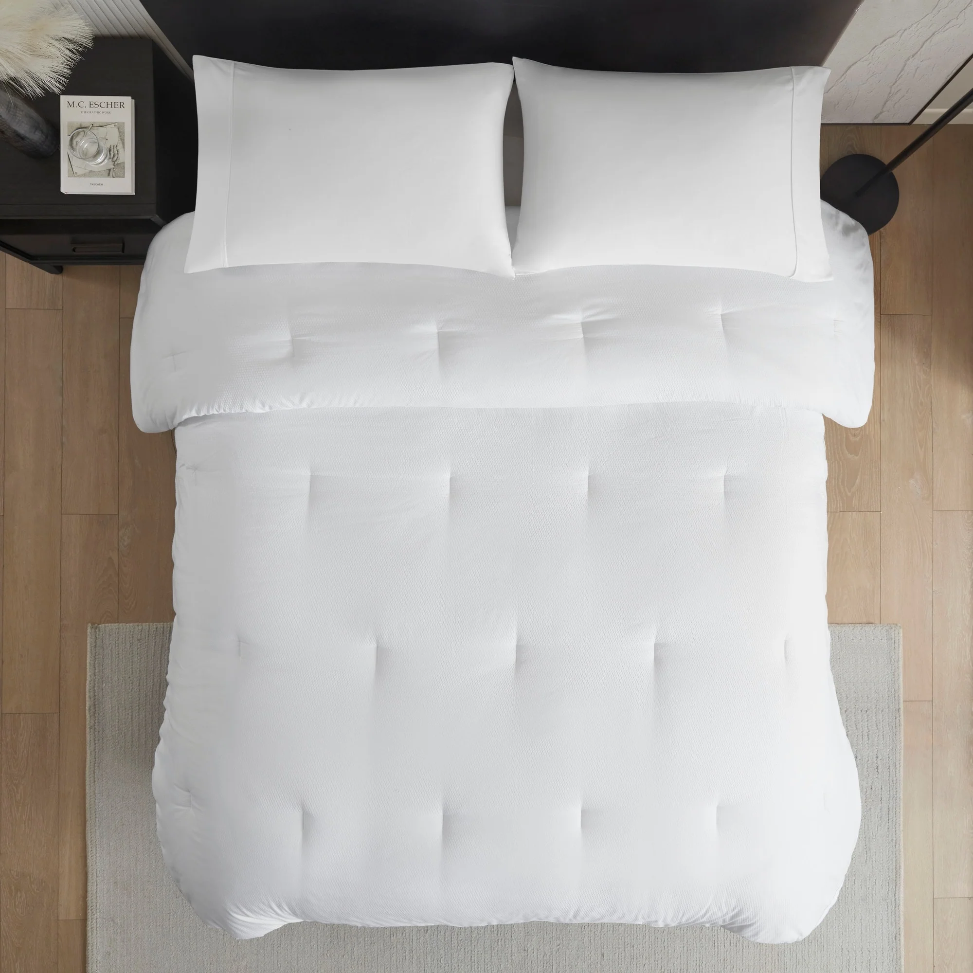 Madison Park Honeycomb Textured White Oversized Down Alternative Comforter