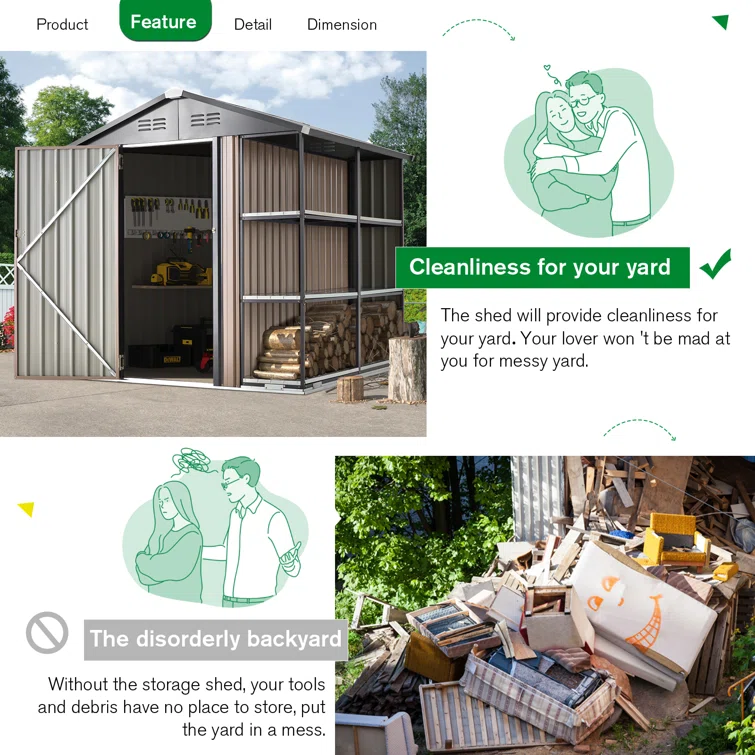 6 ft. W x 6 ft. D Metal Storage Shed