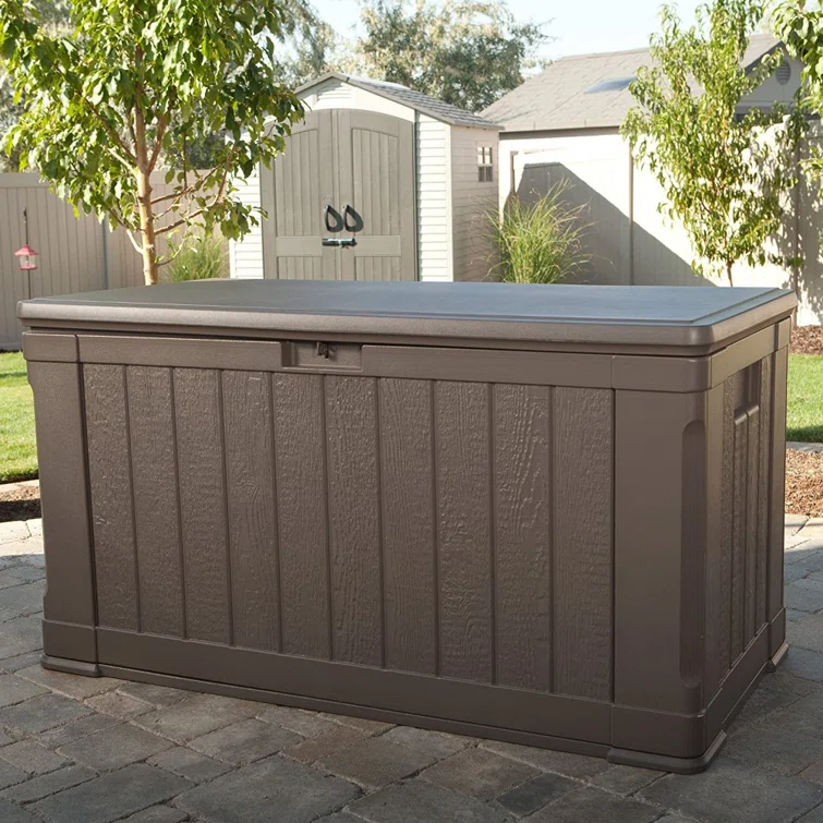 Lifetime 50.3'' W 116 Gallons Water Resistant Polyethylene Plastic Lockable Deck Box in Brown