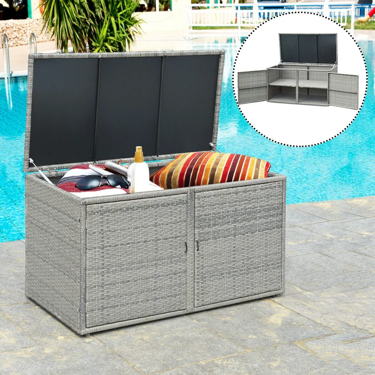 Costway 45'' W 110 Gallons Water Resistant Deck Box in Gray