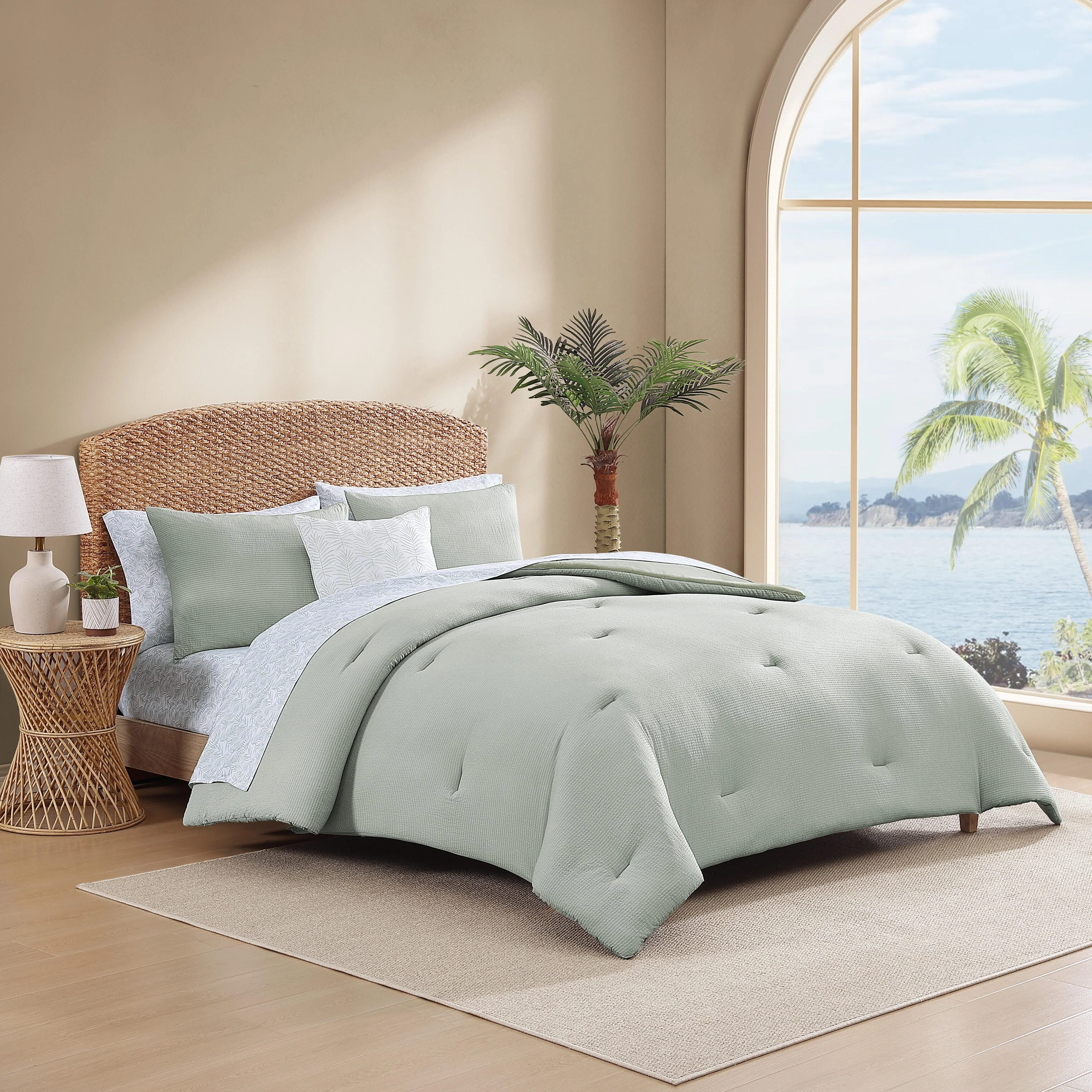 Tommy Bahama Seersucker Solid Reversible 8 Piece Comforter Bonus Set