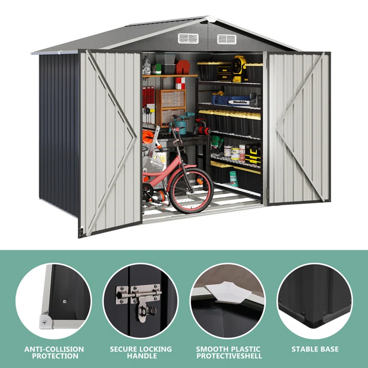 8 ft. W x 6 ft. D Metal Storage Shed