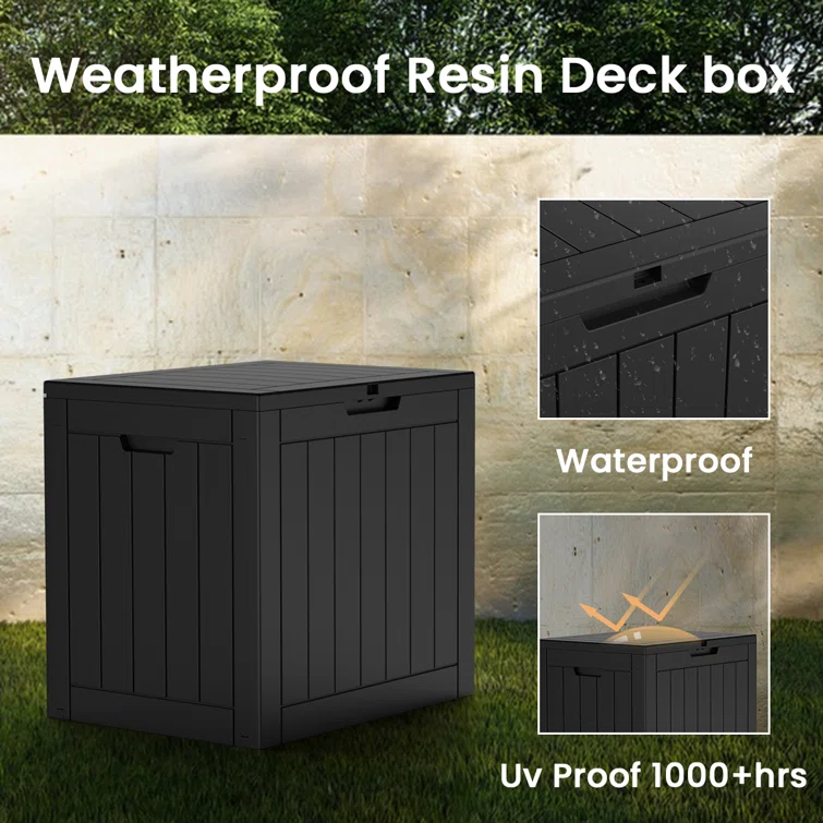 LeHom 22'' W 32 Gallons Water Resistant Resin Lockable Deck Box
