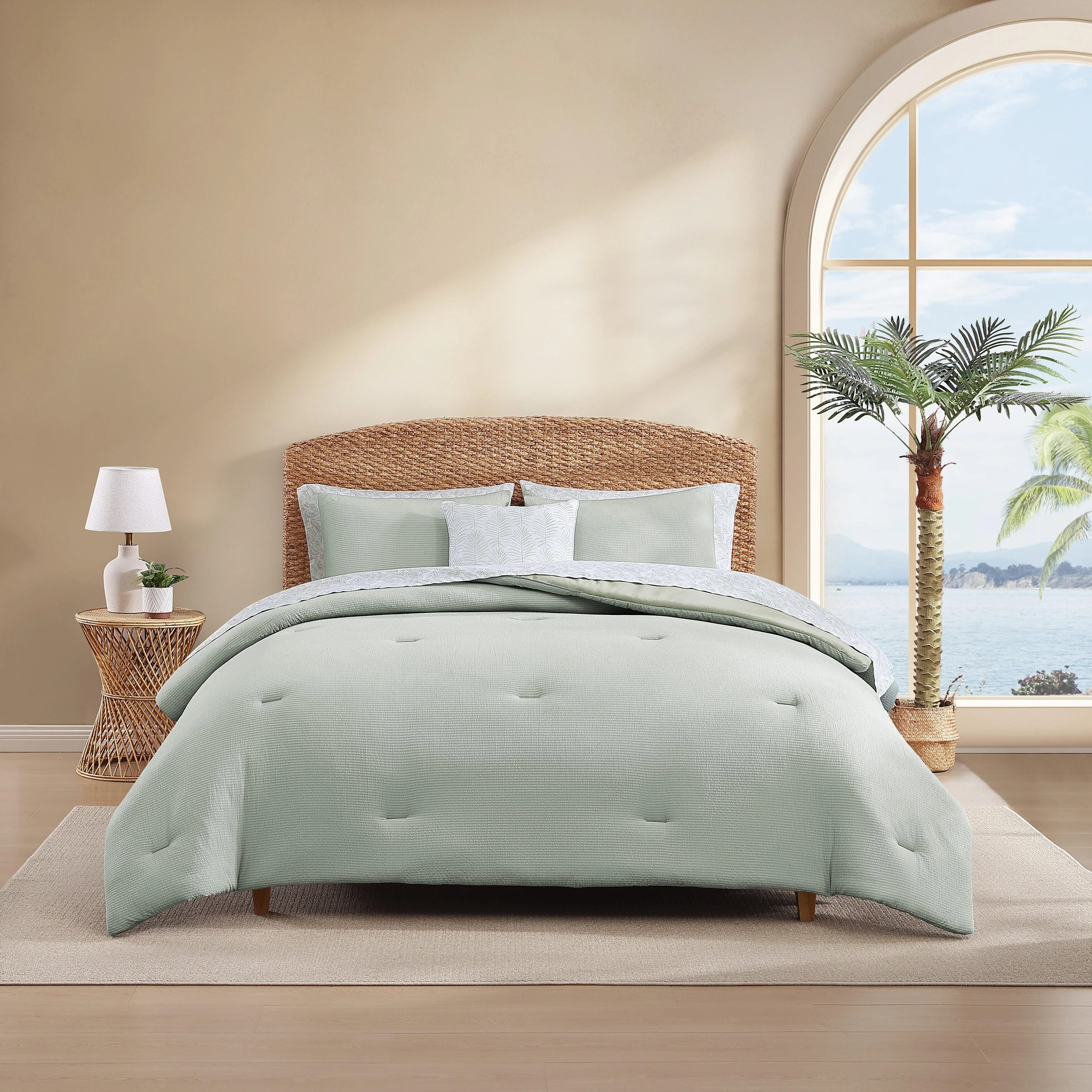 Tommy Bahama Seersucker Solid Reversible 8 Piece Comforter Bonus Set