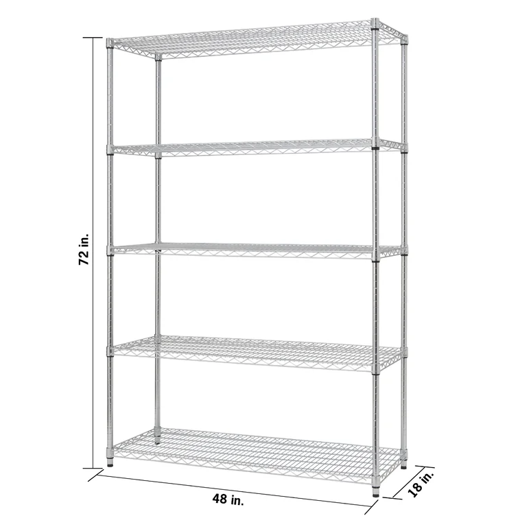 48" W x 18" D x 72" H 5 Tier Wire Shelving
