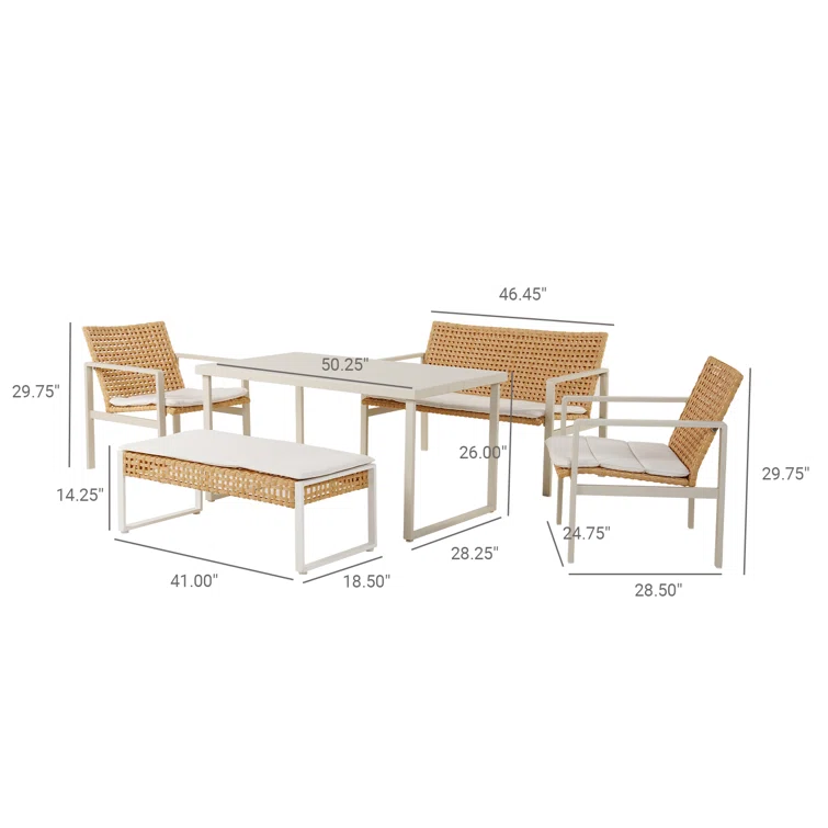 Outdoor 5-piece Seating Group With All-weather Wicker And Cushion