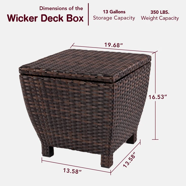 Sundale Outdoor 19.68'' W 13 Gallons Water Resistant Wicker Deck Box