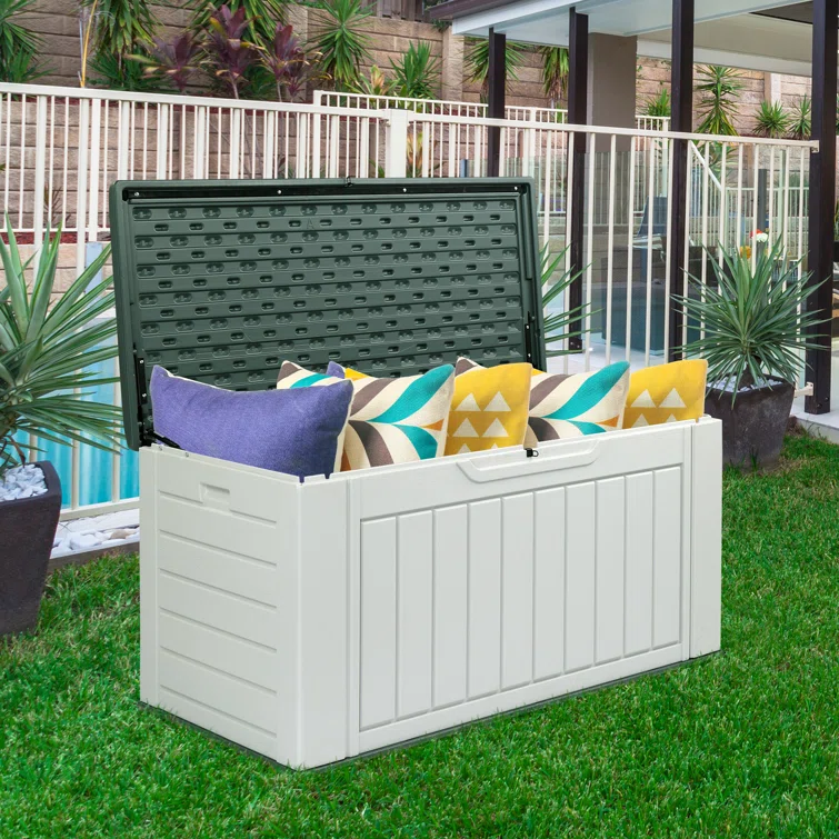 Winado 58.9'' W 158 Gallons Water Resistant Polyethylene Plastic Lockable Deck Box