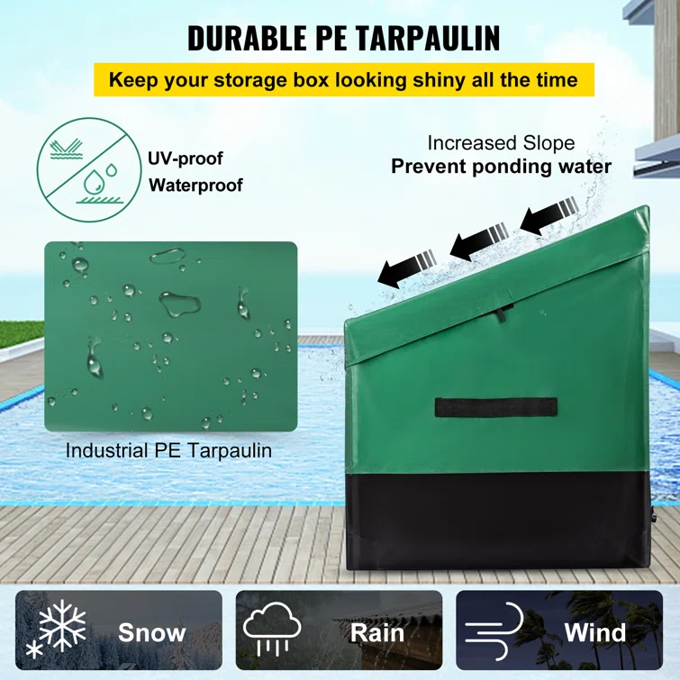 VEVOR 57.9'' W 230 Gallons Water Resistant Polyethylene Plastic Deck Box in Green/Black