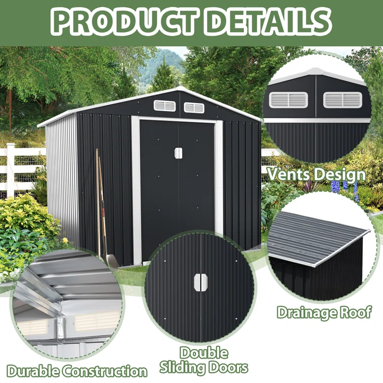 6.75 ft. W x 8.5 ft. D Metal Storage Shed