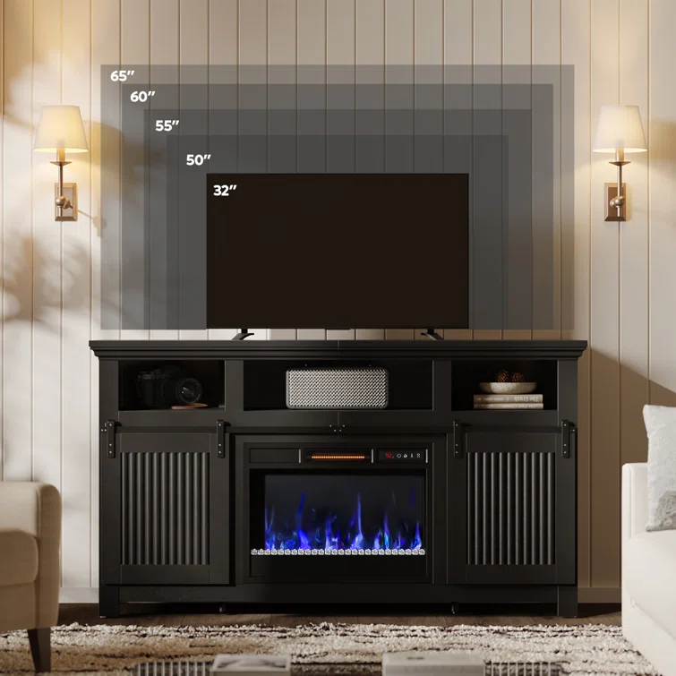 60 inch Fireplace TV Stand for TVs up to 65 inch, LED Media Console Entertainment Center with 23