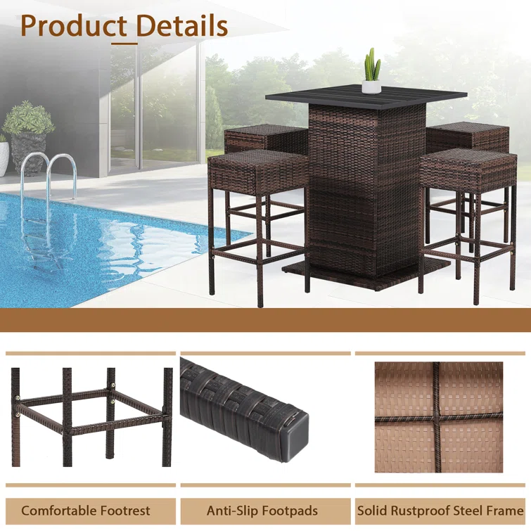 Aurelijus 4 - Person Square Outdoor Dining Set with Cushions