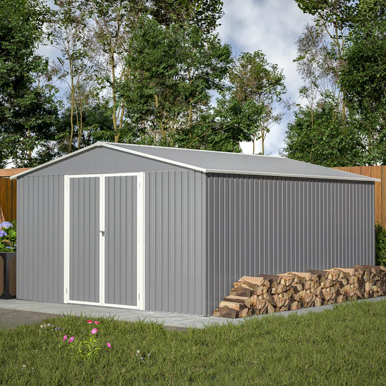 Outdoor 11 ft. W x 13 ft. D  Large Metal Storage Shed
