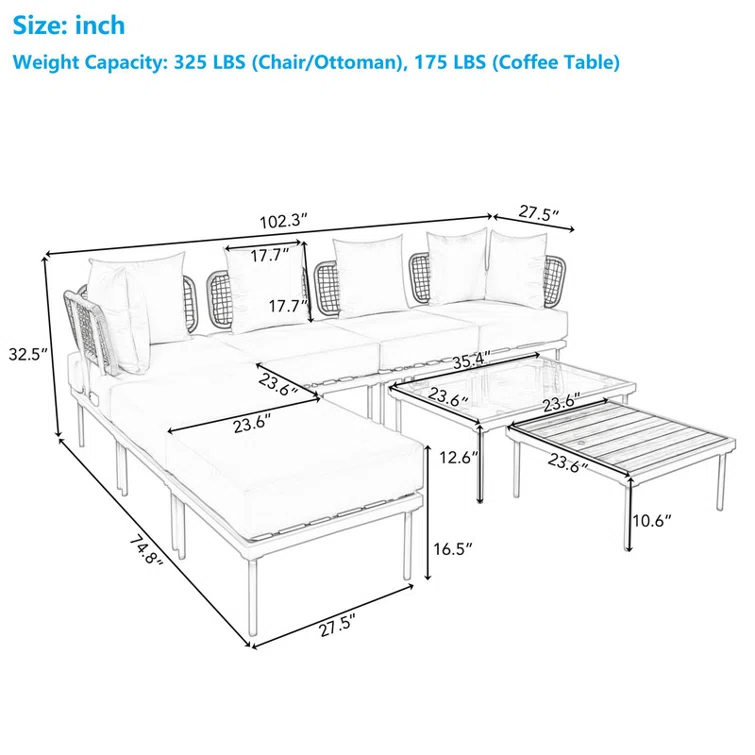 Jasin 6 - Person Outdoor Seating Group with Cushions