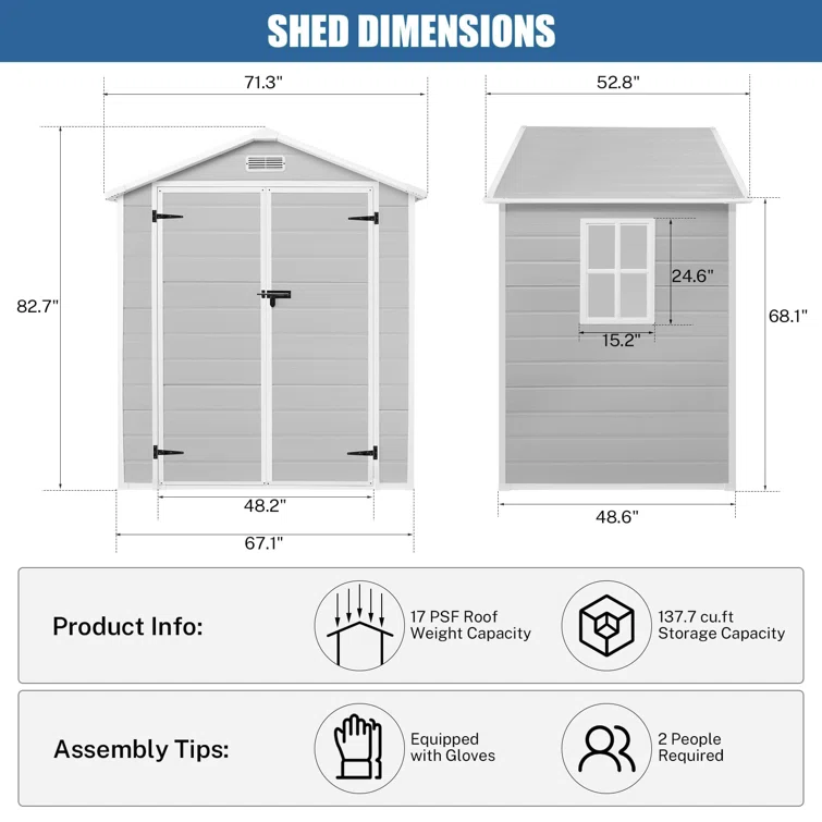 6' x 4' Resin Outdoor Storage Shed with Lockable Door & Air Vent, Garden/Backyard/Pool Tool Shed