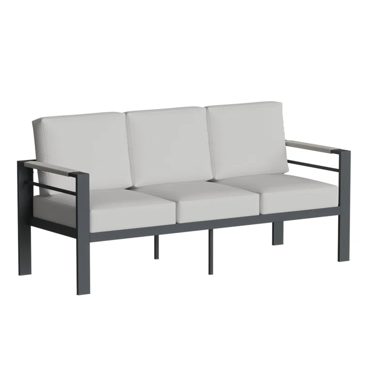 Nell Aluminum 5 - Person Seating Group with Cushions and LED Coffee Table