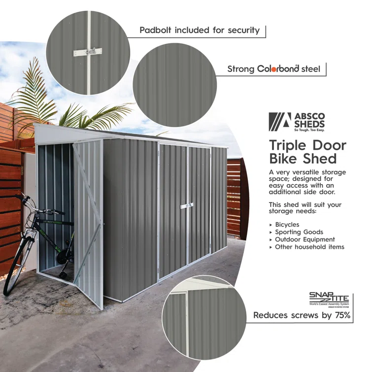 Durango 10 ft. W x 5 ft. D Metal Lean-To Bike Shed