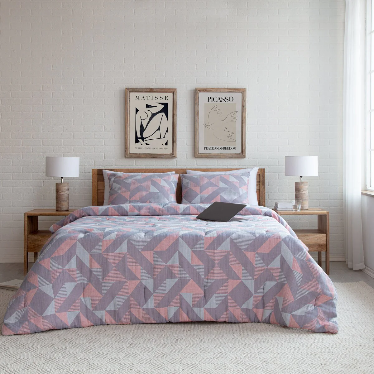 MH London Lexi 3 Piece Comforter Set in Grey & Multi