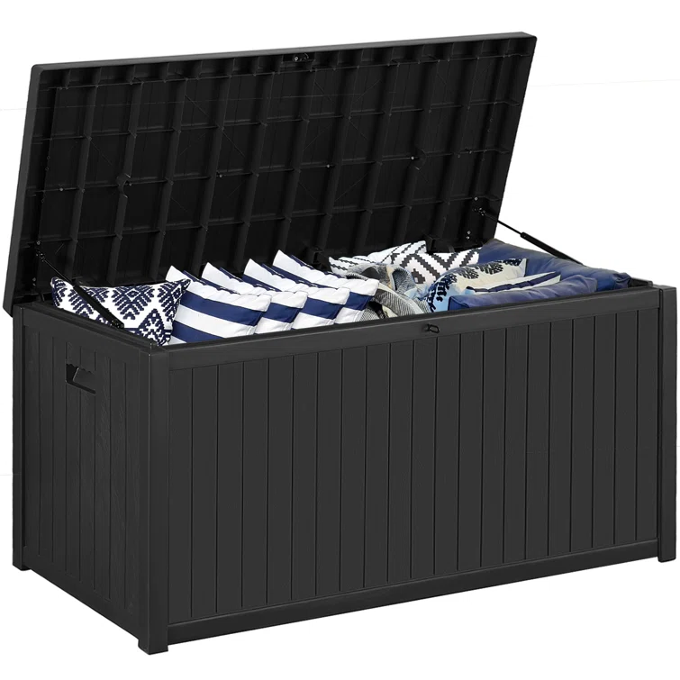 FOREST HOME 120 Gallon Water Resistant Resin Lockable Deck Box in Black