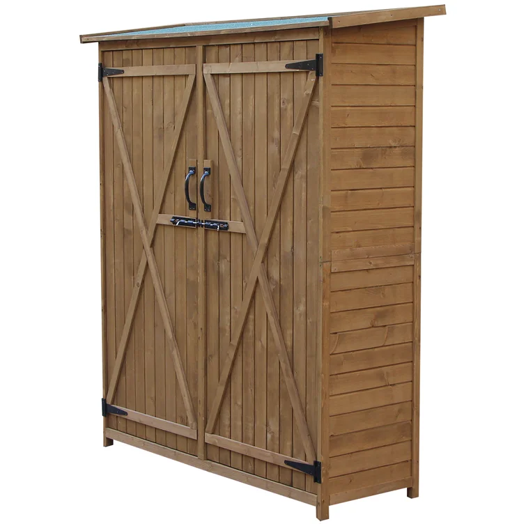 Outsunny Outdoor Storage Cabinet Wooden Garden Shed Utility Tool Organizer