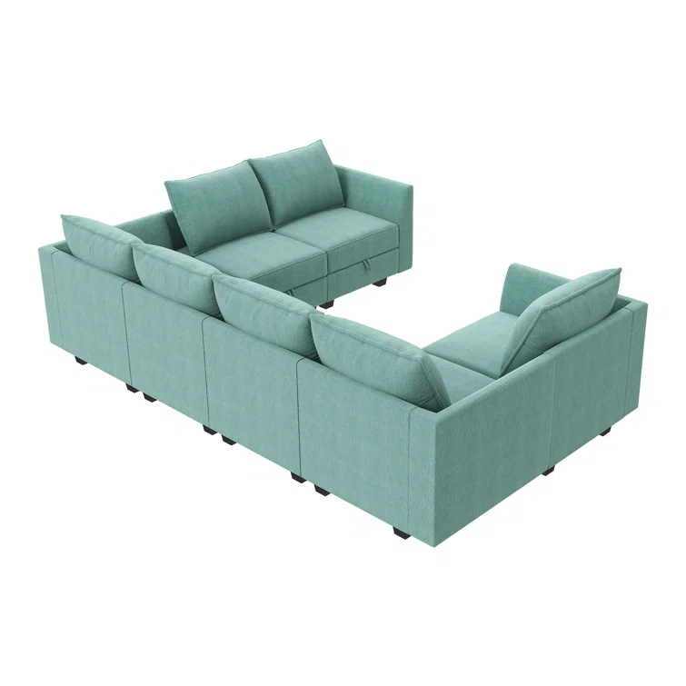 U-Shaped Corner Modular Upholstered Sectional Sofa with Storage Seat