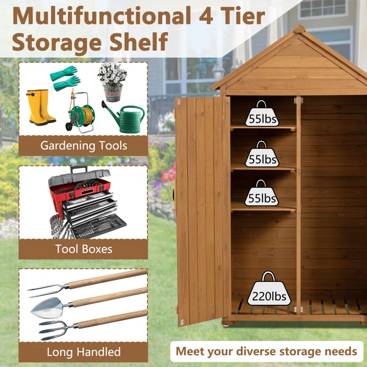 3 ft. W x 2 ft. D Solid Wood Storage Shed