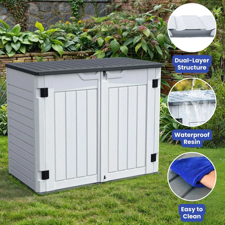 Outdoor Polyethylene Plastic Horizontal Storage Shed