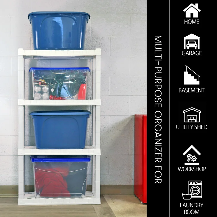 4 Tier Heavy Duty Shelving Unit 30 W x 14 D x 57 H Home Storage