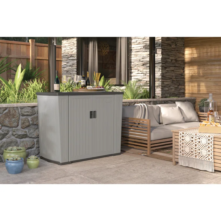 Suncast 130 Gallon Water Resistant Deck Box in Dove Gray