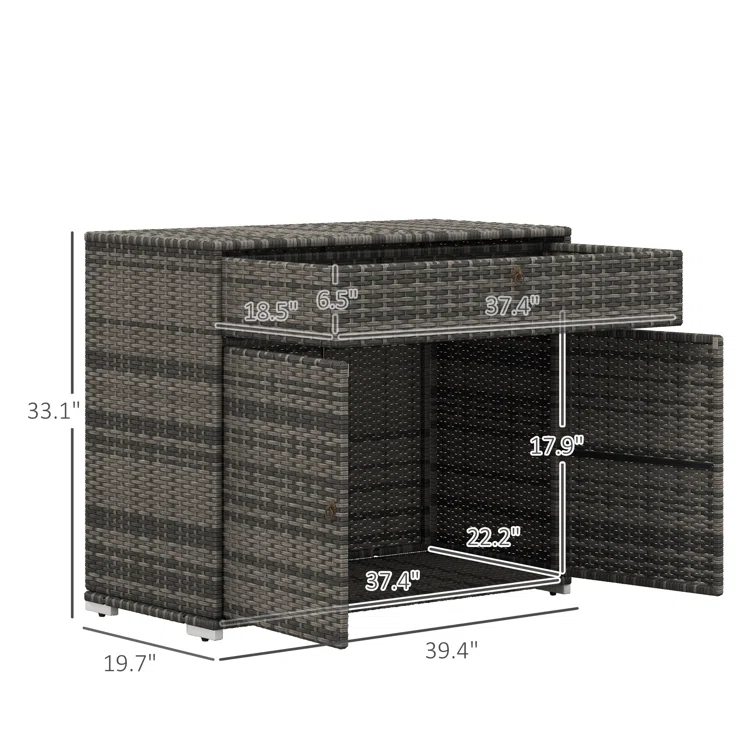 Outsunny 39.4'' W 172 Gallons Wicker Towel Valet in Gray