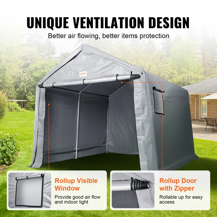 Heavy Duty 7 ft. W x 12 ft. D Polyethylene Portable Storage Shed