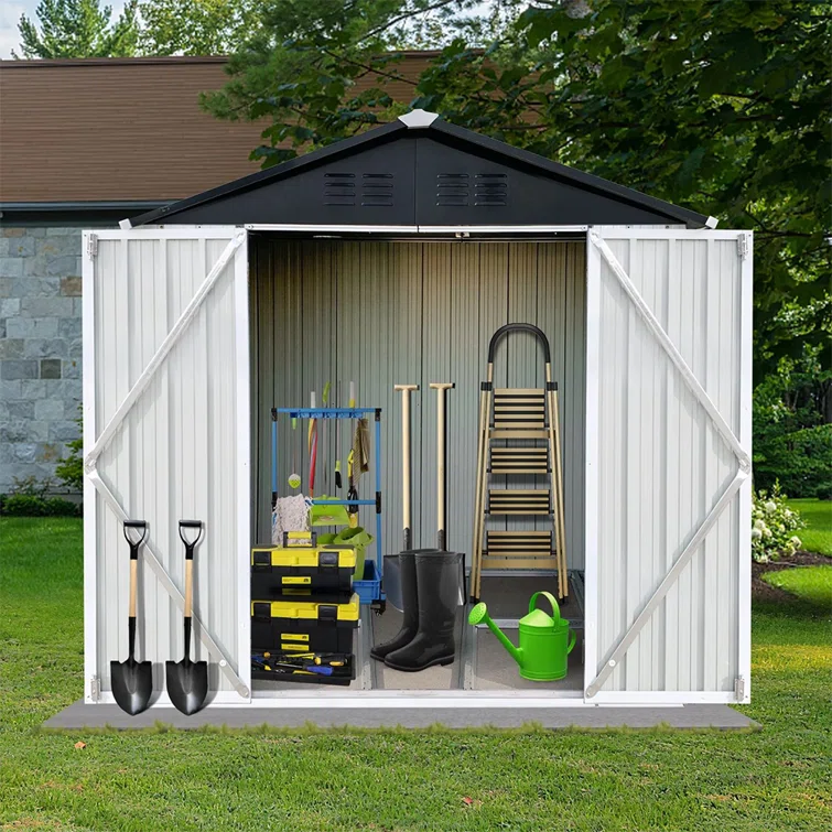 Outdoor Storage Shed 6FT X 4FT, Tool Shed Storage House with Door, Metal Sheds Outdoor Storage