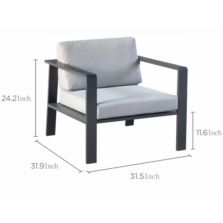 4 Pieces Outdoor Five-Seater Conversation Sets With Grey Cushions