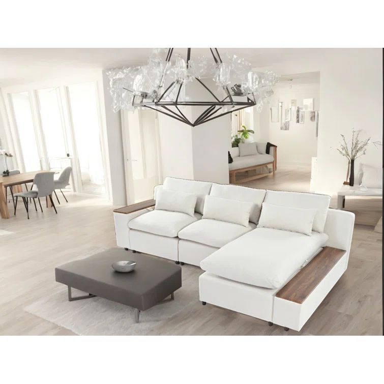 Multi-Functional Sofa with Storage L-shaped Modular Sectional Sofa with Removable Back Cushions