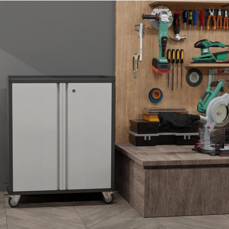 Galaz 35.43" H x 30.31" W x 18.11" D Rolling Garage Storage Cabinet with Lockable doors